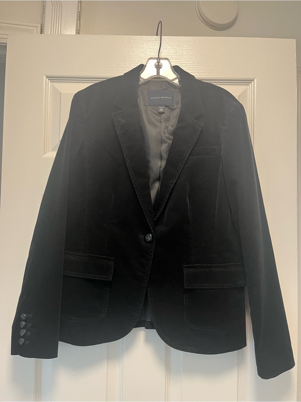 Banana Republic Black Velvet Tailored Blazer